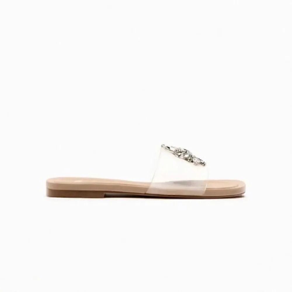 ZARA EMBELLISHED VINYL FLAT SANDALS - Picture 7 of 8